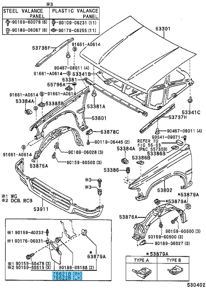 Juego de guardabarros delantero derecho y derecho genuino Toyota Hilux LN110 1993-1997 OEM Foto 1 de 1