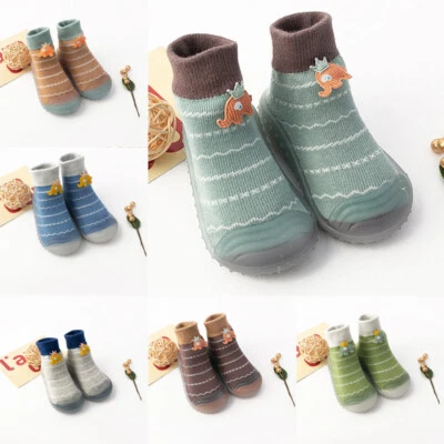 Newborn Girls Boys Baby Walking Socks Infant Fashion Cotton Non Slip Soft Shoes - Image 1 of 4
