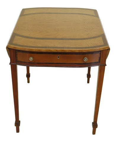 F32324EC: Vintage English Satinwood Inlaid Pembroke Table Cover