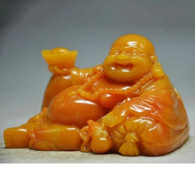 China Hand Carved Shoushan Stone Maitreya Buddha Statue Feng Shui Decoration - Image 1 of 4