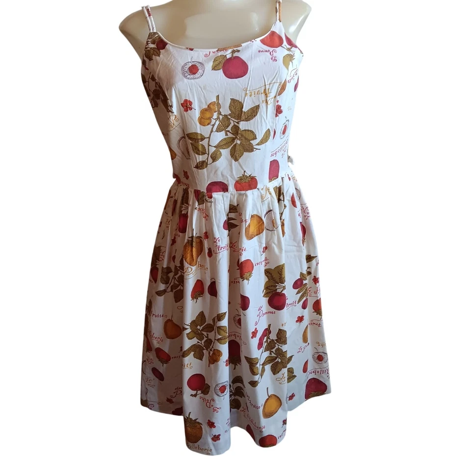 1OF1 sz 6 MCM Vintage 1960's French Fruit Pattern Summer Dress Sleeveless - Image 1 of 4