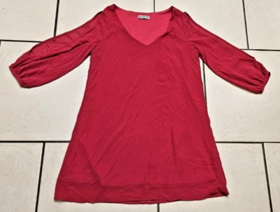 Shy Velvet Women’s Size M Red V-Neck Chiffon Cutout 3/4 Sleeve Short Dress - Image 1 of 4