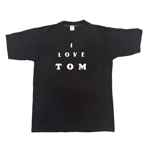 Vintage I Love TOM JONES Felt Letter Black T-Shirt Single Stitch Made in USA L - Picture 1 of 6