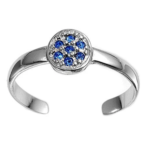 Zehenring Fußschmuck Damen Herren verstellbar Sterling Silber Blauer Zirkonia 3 - Bild 1 von 1
