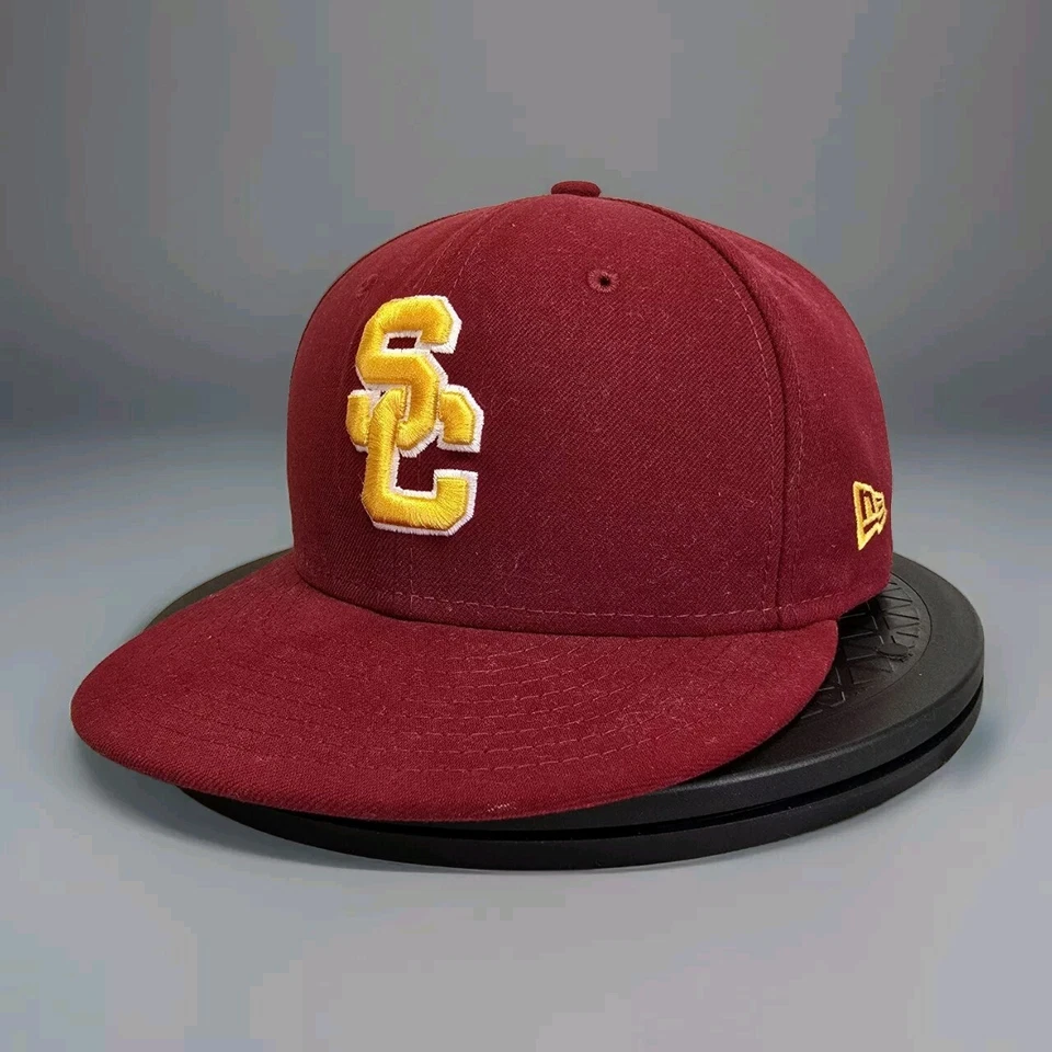 USC Trojans 59FIFTY Fitted Hat – Cardinal/Gold – Size 7 1/4 – New Era – Used - Image 1 of 4