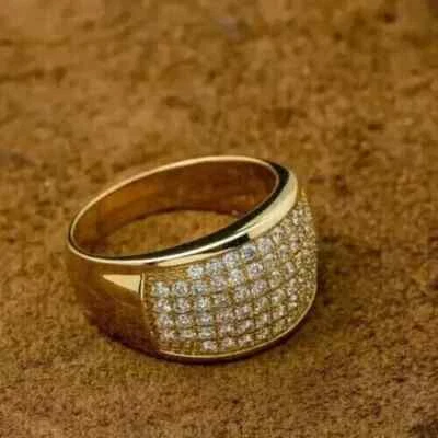 Real Moissanite Solitaire Men's Pinky Ring 1.50 Ct Round 14K Yellow Gold Plated - Image 1 of 4