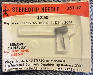 Record Needle 352-S7 for Electro Voice EV D1-1 21D 21MD 21 26 27 N302-7s EV2604 - Picture 1 of 2