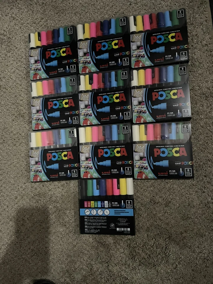 Marcadores de pintura POSCA, puntas de marcador de punto medio, PC-5M, 8 unidades NUEVO LOTE de 10 paquetes Foto 1 de 3