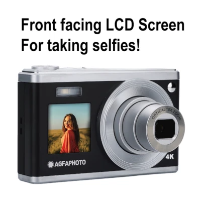 Agfaphoto DC9200 24MP 10x Zoom Compact Digital Camera - Black - Front & Back LCD - Image 1 of 4