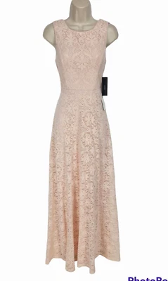 Maxi Vestido Lulus Luciana Rubor Floral Encaje Espalda Redonda Talla Pequeña Sin Mangas BP Foto 1 de 4