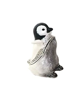 Caja de baratijas en miniatura con bisagras de peltre Flippity Penguin Kingspoint - Imagen 1 de 3