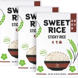 Soeos Sweet Sticky Rice 2lbsPack of 3 Premium Glutinous Rice All Natural Glut... - Picture 1 of 9