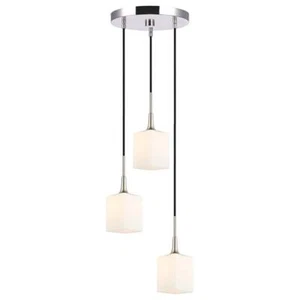 Woodbridge Lighting Chelsea 3-Light Opal Glass & Steel Cluster Pendant in Nickel - Picture 1 of 4
