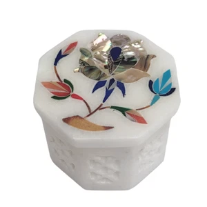 Marble jewelry box stone trinket box gift inlay pietra dura keepsake box Gift - Picture 1 of 3