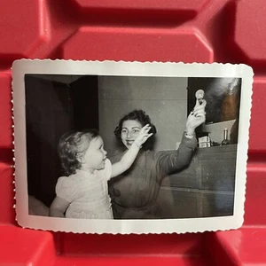 Mother And Daughter Smiling 4 1/2 x 3 1/8 Photograph Pre Owned Vintage 1950s - Picture 1 of 2