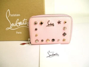 Auth Christian Louboutin Light Pink Leather Round Zip Coin Purse #9691 - Picture 1 of 12