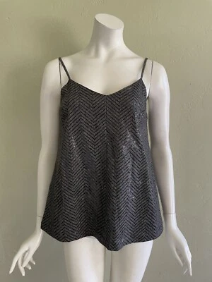 Brunello Cucinelli 灰色羊毛雪佛龙条纹带亮片背心,尺寸 S  — 第 1/4 张图片