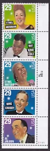 Scott #2853a (2849-53) Popular Singers Plate # Strip of 5 Stamps - MNH LR - Picture 1 of 1