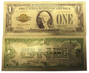 BILLETE DE EE. UU. P-377 $1 CERTIFICADO DE ORO UN DÓLAR ESTADOUNIDENSE LÁMINA DE ORO NUEVO COMO NUEVO - Imagen 1 de 1