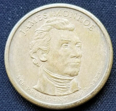 1 dollar gold coin,James Monroe,clad layer missing,mint error,collectible - Image 1 of 4