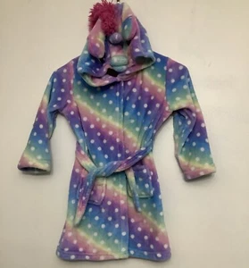 Super Soft Kids Girls Bathrobe Animal Unicorn Pink Galaxy Fleece SZ 5-6 Hooded M - Picture 1 of 21