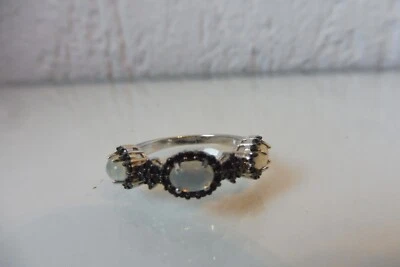 Molto Bello Argento- Anello, 925 Argento Con 3 Pietre di Luna U.Lucidato Pietre - Immagine 1 di 4