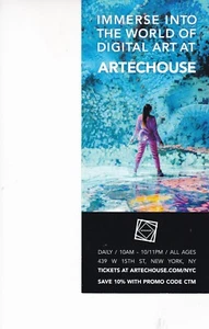 Artehouse 4"" x 9"" Handschein Promo Stück NYC - Bild 1 von 2