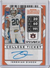 2020 Panini Contenders Draft Picks RC Autograph Jeremiah Dinson Card# 187