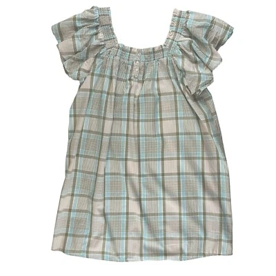 Old Navy Maternity Tunic Womens Large Blue Plaid Cap Sleeves Scoop Neck Top - Image 1 of 4