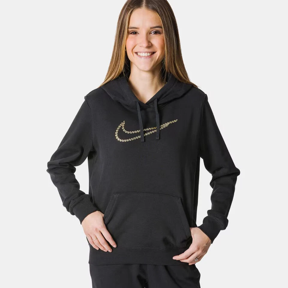 Nike Sudadera C/Capucha Mujer Ropa Deportiva Club - 010 (Negro / Oro) - Imagen 1 de 4