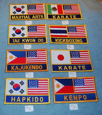 Various Martial Arts With USA & International Country Embroidered Patches, New - Image 1 of 4