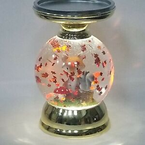 BBW 2021 WATER GLOBE FOREST FRIENDS Lighted Globe Candle Pedestal - New