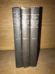 WORKS OF EDGAR ALLAN POE! RAVEN EDITION! 1904 Not Complete Wear Volumes 3, 4 & 5 - Picture 1 of 9