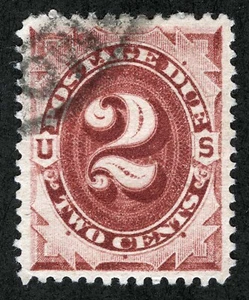 US Sc J23 Claret 2¢ 1891 p.12 Postage Due Blk Dbl Oval Cxl GEM XF Centered - Picture 1 of 1