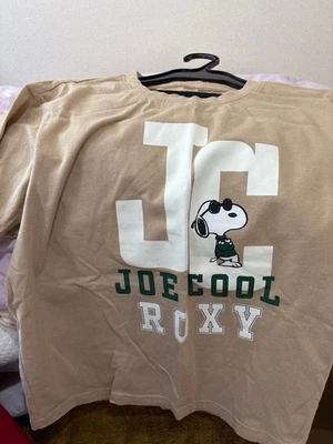 ROXY Snoopy JOE COOL Beige Crew Neck T-Shirt Unisex Summer Casual - Image 1 of 4