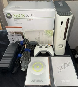 Microsoft XBOX 360 Live Console White W/Box Cords Controller Red Ring Parts - Picture 1 of 14