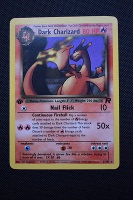 NM Pokémon 1st Edition Dark Charizard TCG Non-Holo Rare Card 21/82 - Image 1 of 2