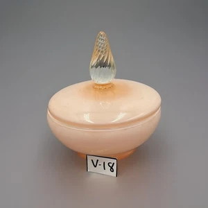 Vintage rosa Opalglas Puderdose Schmuckschatulle - Bild 1 von 8