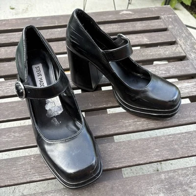 Zapatos de salón retro STEVE MADDEN para mujer charol negro Olivvia Mary Jane talla 6,5 M Foto 1 de 4
