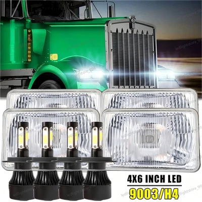 Brightest 4pc 4x6" Led Headlights H4656 for Kenworth T400 T600A T800 W900 - Image 1 of 4