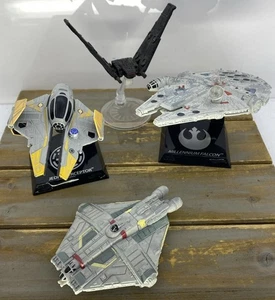 4 Hot Wheels Star Wars Starships Millennium Falcon, Jedi Interceptor, Ghost/Kylo - Picture 1 of 6