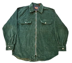 Vintage 90s Zonz Green Cord Shirt Jacket Men’s Size M Full Zip Striped - Bild 1 von 7