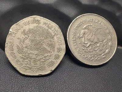 Lot of 2 Mexican Coins– 1981 10 Pesos + 1985 200 Pesos Commemorative, Circulated - Image 1 of 4