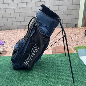 PING Hoofer 2 Stand Golf Bag Nylon Blue Black Padded Straps 4 Dividers - Picture 1 of 10