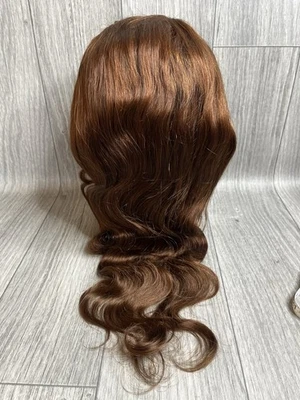 Peluca de cabello humano onda corporal 26 pulgadas marrón rojizo medio 13x6 encaje y cabello de bebé C28 Foto 1 de 4