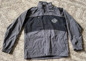 Harley Davidson Herren klein reflektierend Nylon wasserdicht gefüttert Kapuze grau schwarz - Bild 1 von 14
