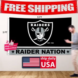 Oakland Raiders Las Vegas 3x5 American Flag Las Vegas Nation Football Banner - Picture 1 of 12