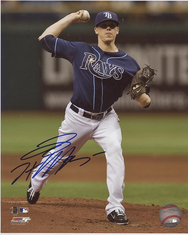 FOTO 8x10 firmada por Jeremy Hellickson Tampa Bay Rays con certificado de autenticidad autógrafo Foto 1 de 1