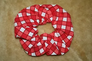 Scrunch-Ups HAIR SCRUNCHIES - Criss Crossing Red, White & Pink Squares - Picture 1 of 4