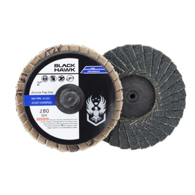 100 Pack - 2" Mini Flap Discs 80 Grit Quick Change Sanding Roloc Style Type R - Image 1 of 4